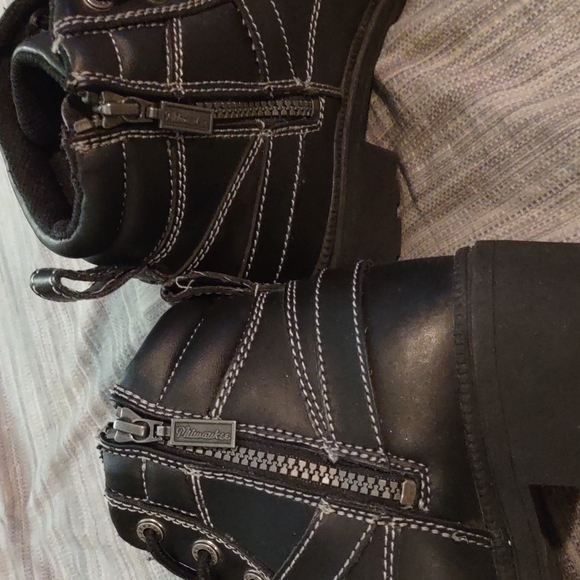 Milwaukee Ladies Paragon Side Zip Blk Lace Up Motorcycle Boots Size 7 1/2 - Picture 4 of 6